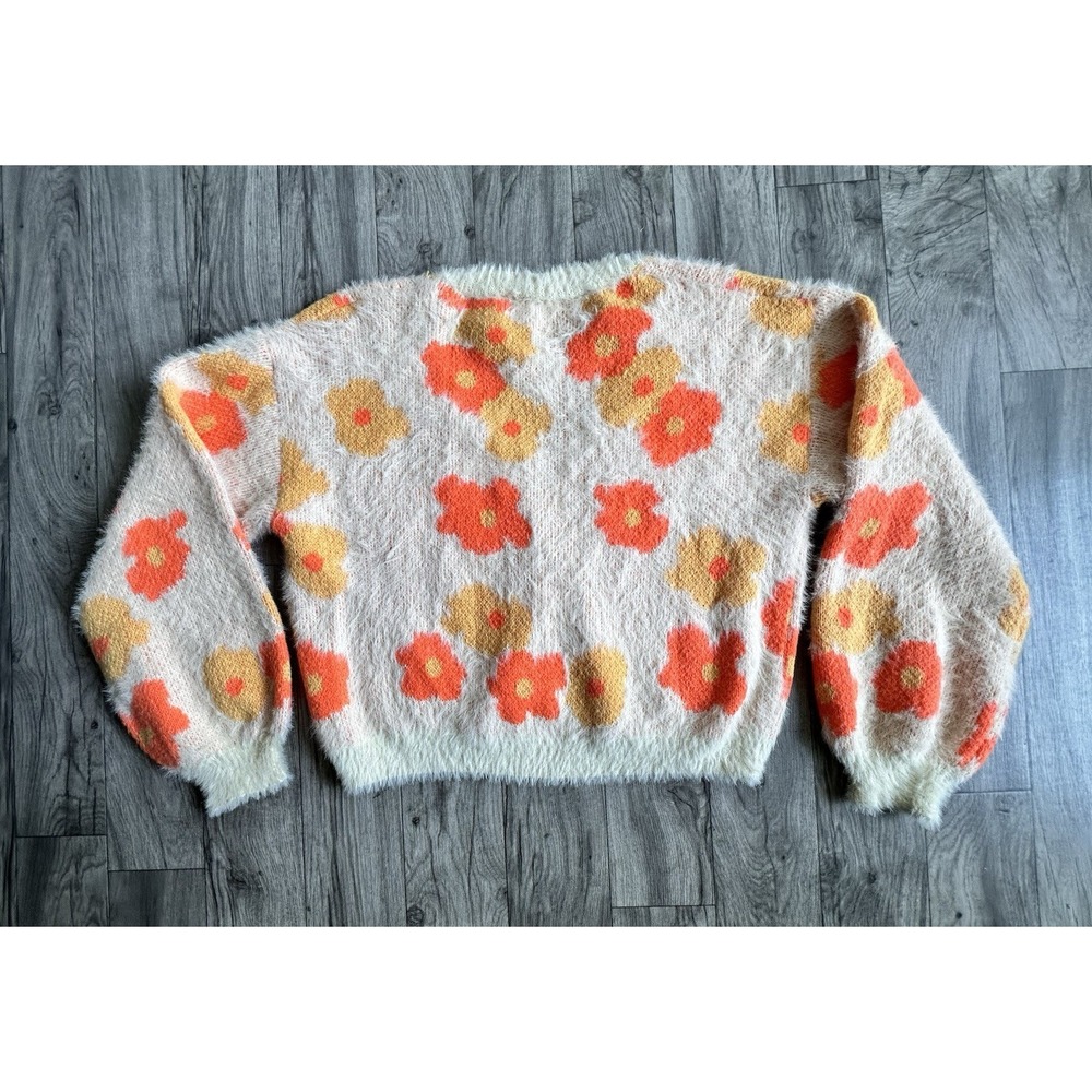 Willow + Root Floral Fuzzy Cardigan Sweater - Talla M - Boho Retro Style. - Picture 3 of 16